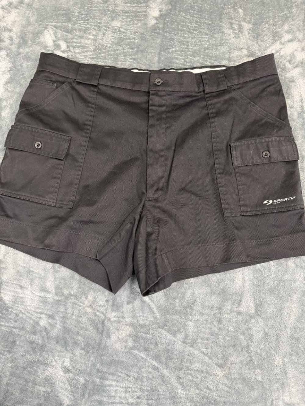 Sportif USA Mens Black Cargo Shorts Size 42 Cotton Polyester Blend